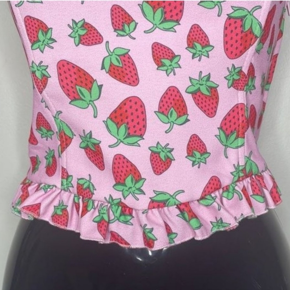Dolls Kill × Sugar Thrillz Pink Strawberry Corset Tank Top (M) - Picture 4 of 8